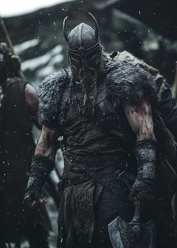 Fierce Viking Warrior in Snow