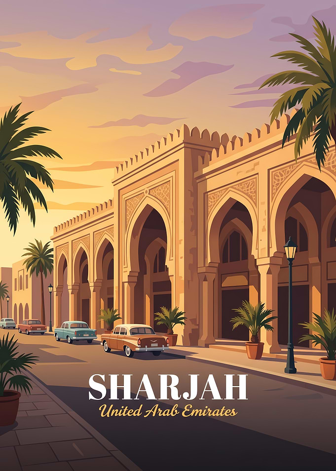 Vintage Sharjah Travel Poster