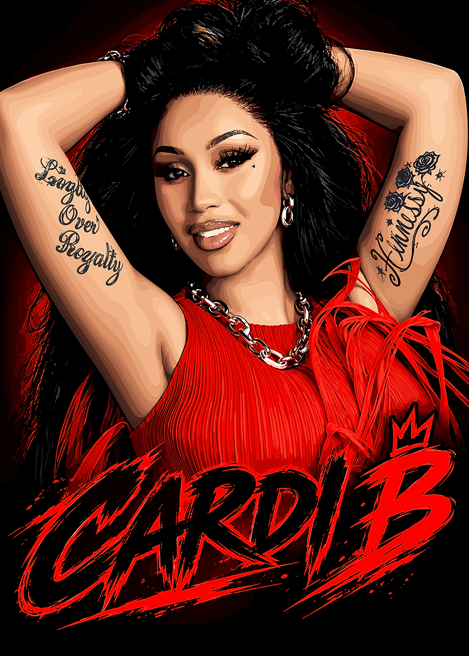 Cardi B Red Graphic Portrait