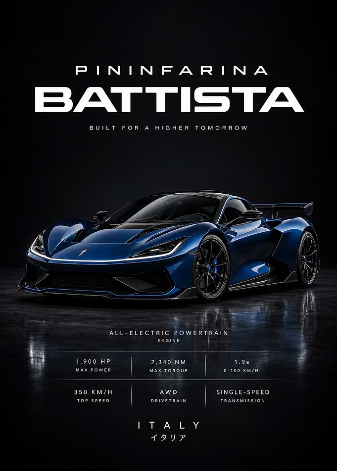 Pininfarina Battista Electric Hypercar Poster
