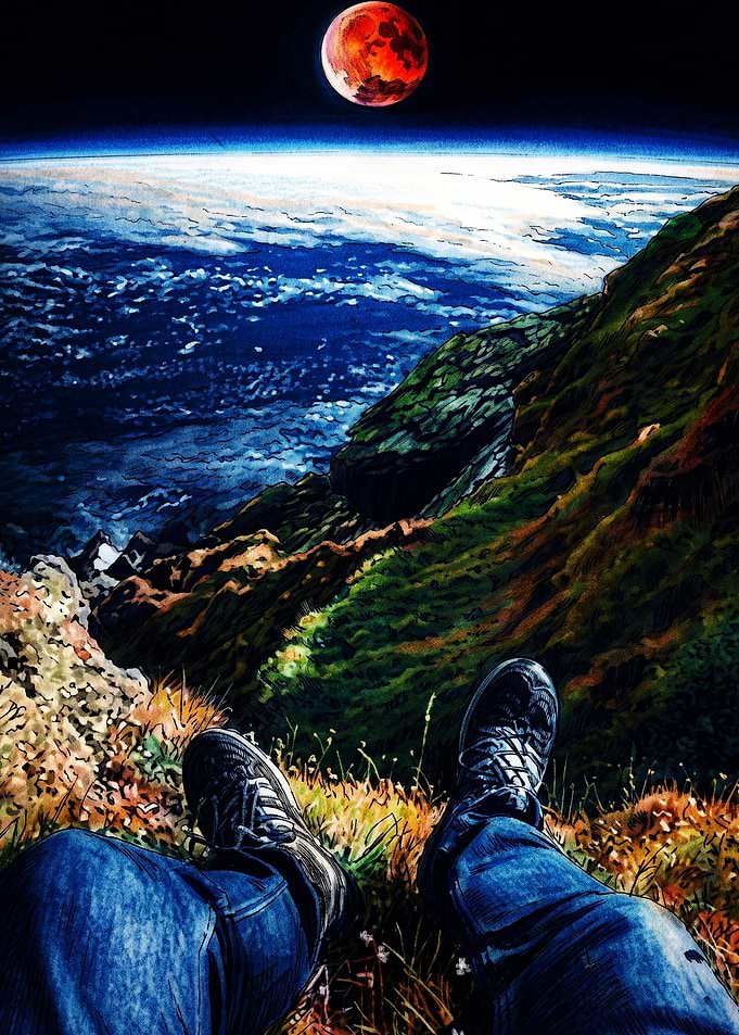 Person overlooking Earth from space