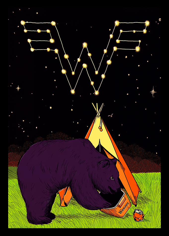 Weezer Bear Camping Constellation Poster