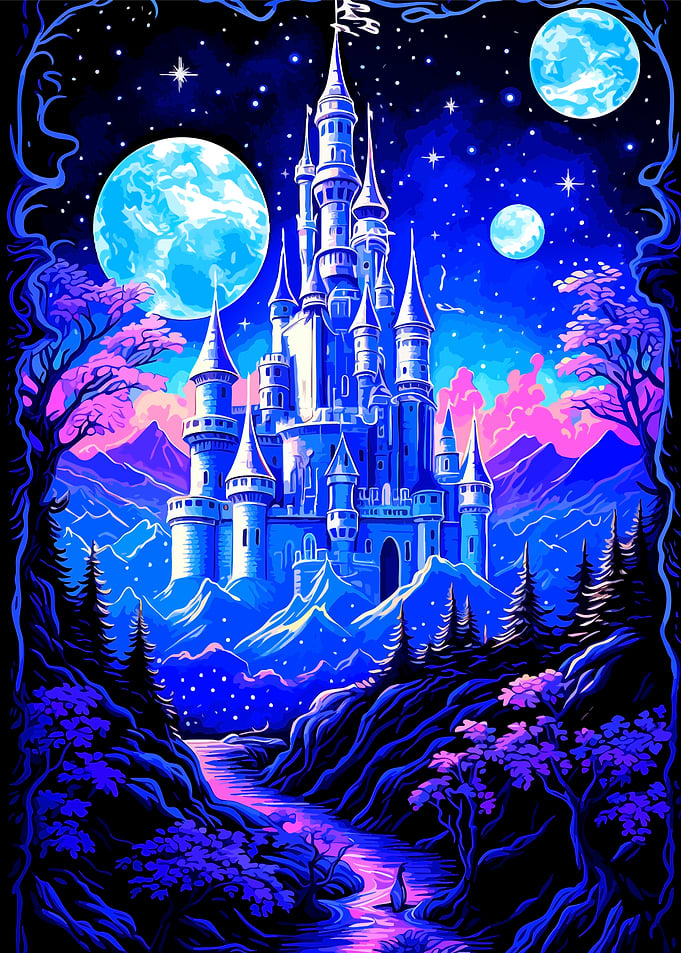 Enchanted Castle Under Triple Moons