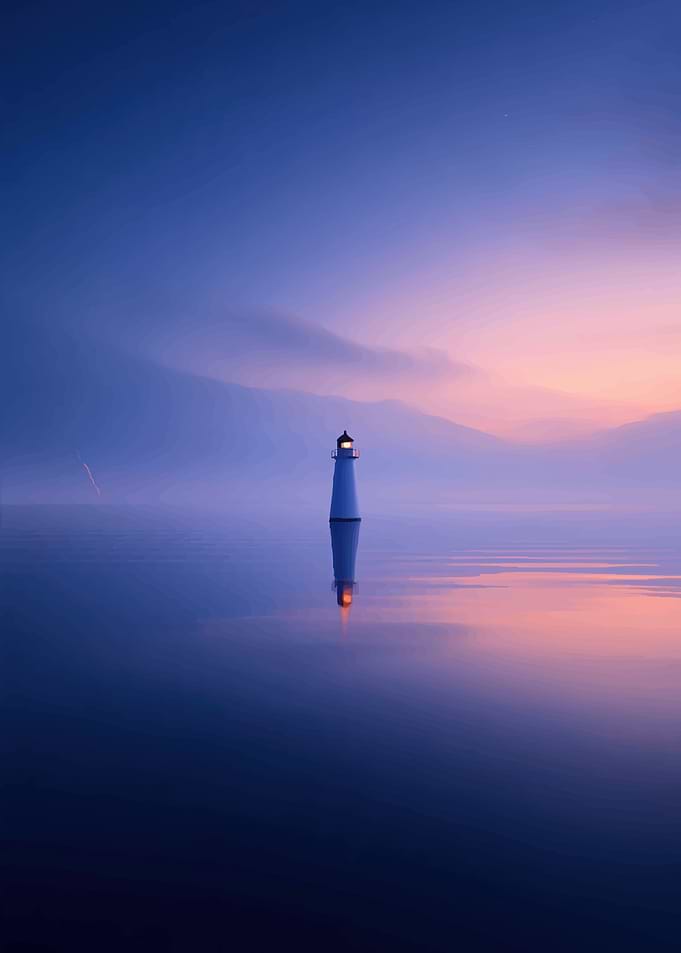 Minimalist Lighthouse at Twilight