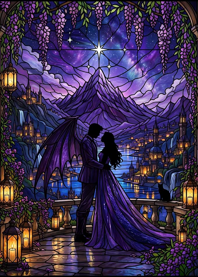 Stained Glass Fantasy Romantic Couple