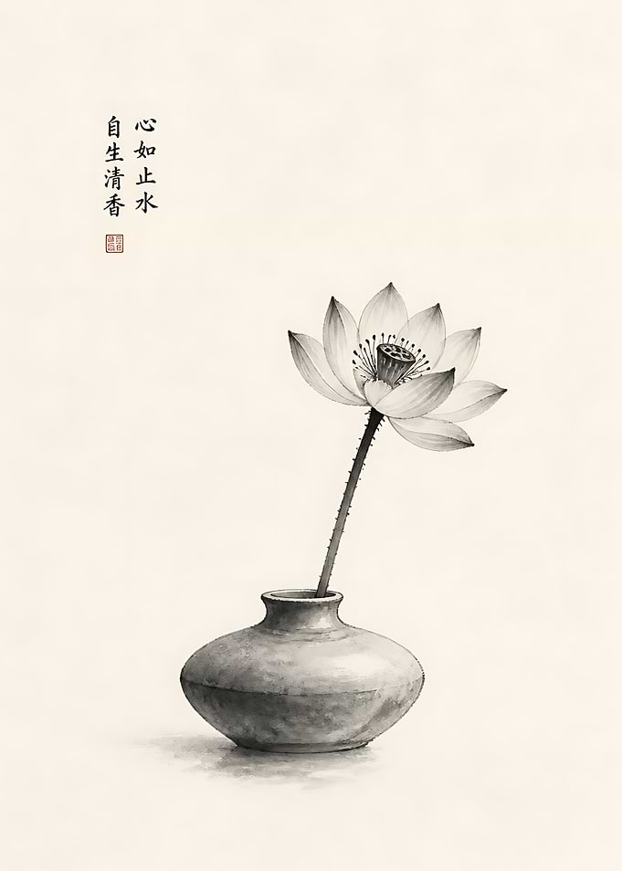 Minimalist Lotus Flower in Vase