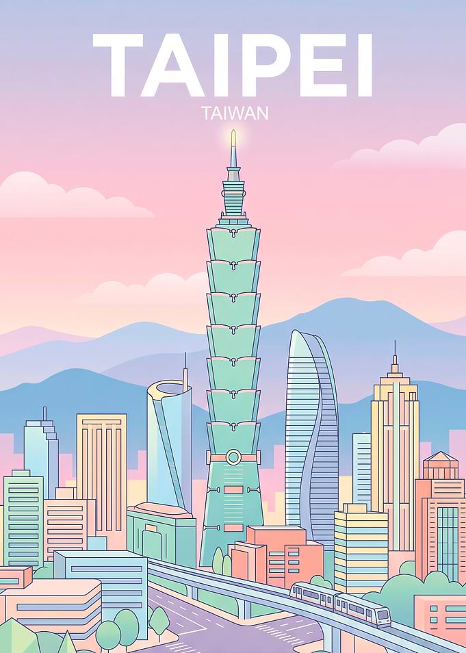 Taipei City Skyline Travel Poster