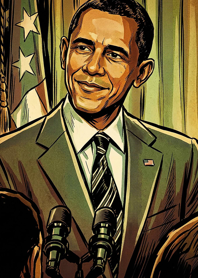 Barack Obama Comic Style Portrait