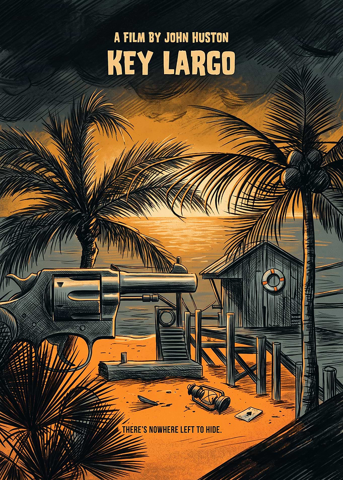 Key Largo Crime Film Noir Retro Art