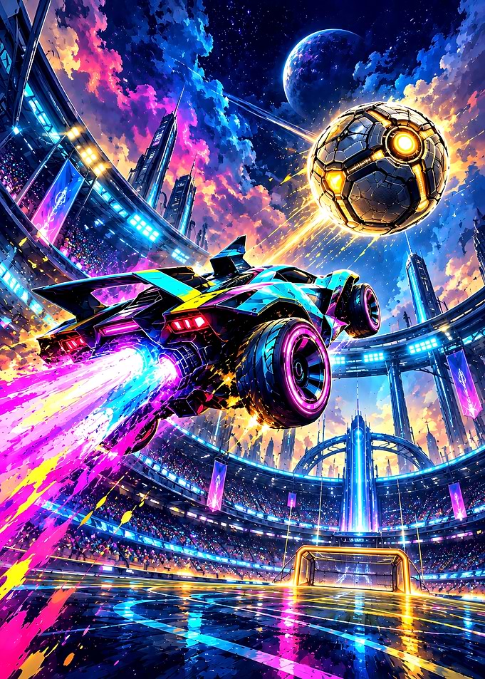 Rocket League Futuristic Stadium Action