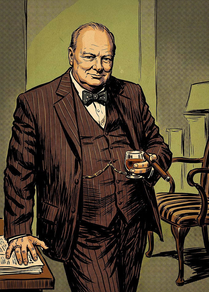 Winston Churchill Vintage Style Portrait