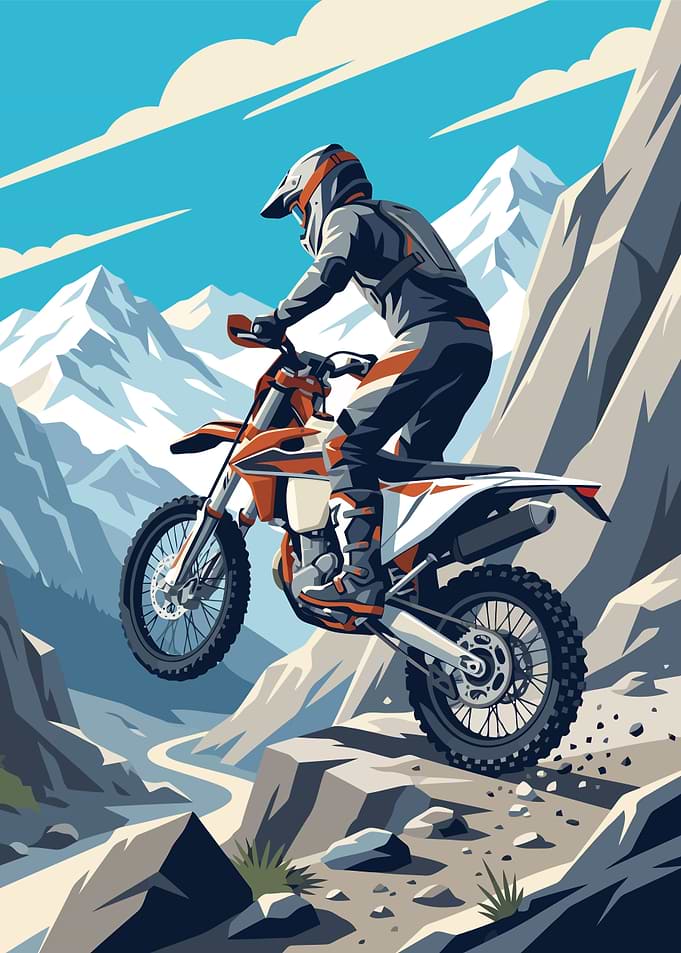 Motocross Rider on Mountain Trail