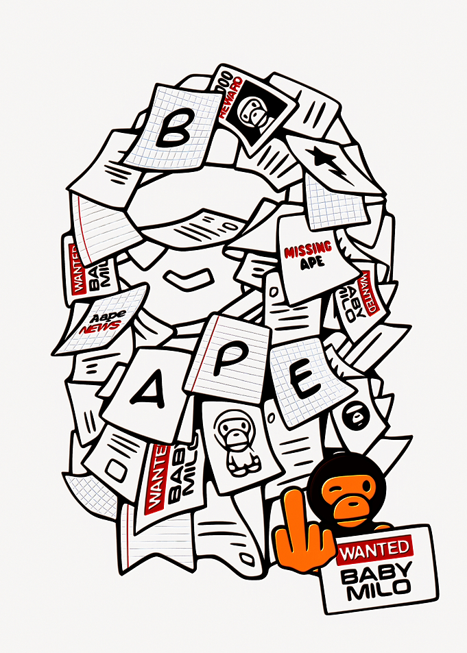BAPE Baby Milo Wanted Poster Graphic