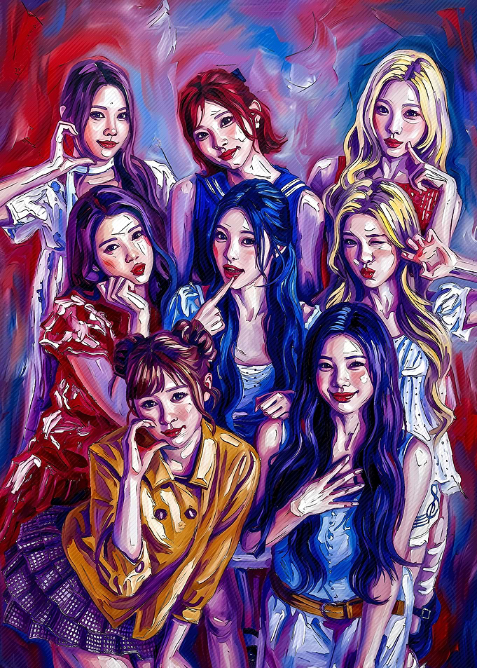 Stylized Portrait of K-pop Group