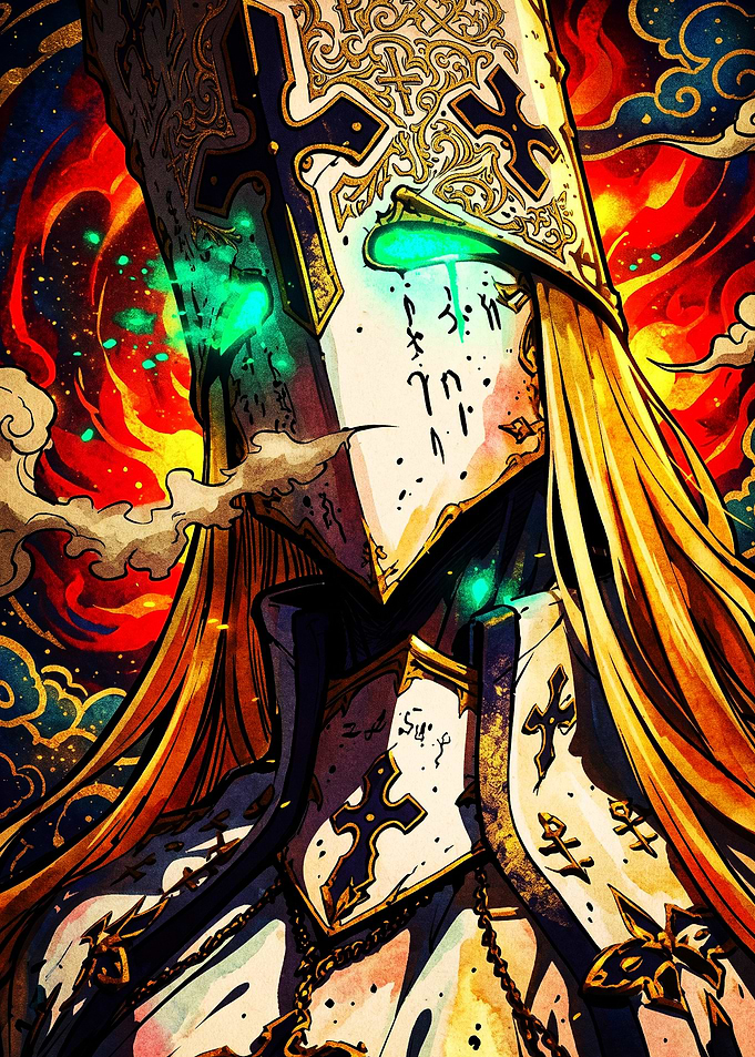 Ethereal Paladin in Fiery Armor