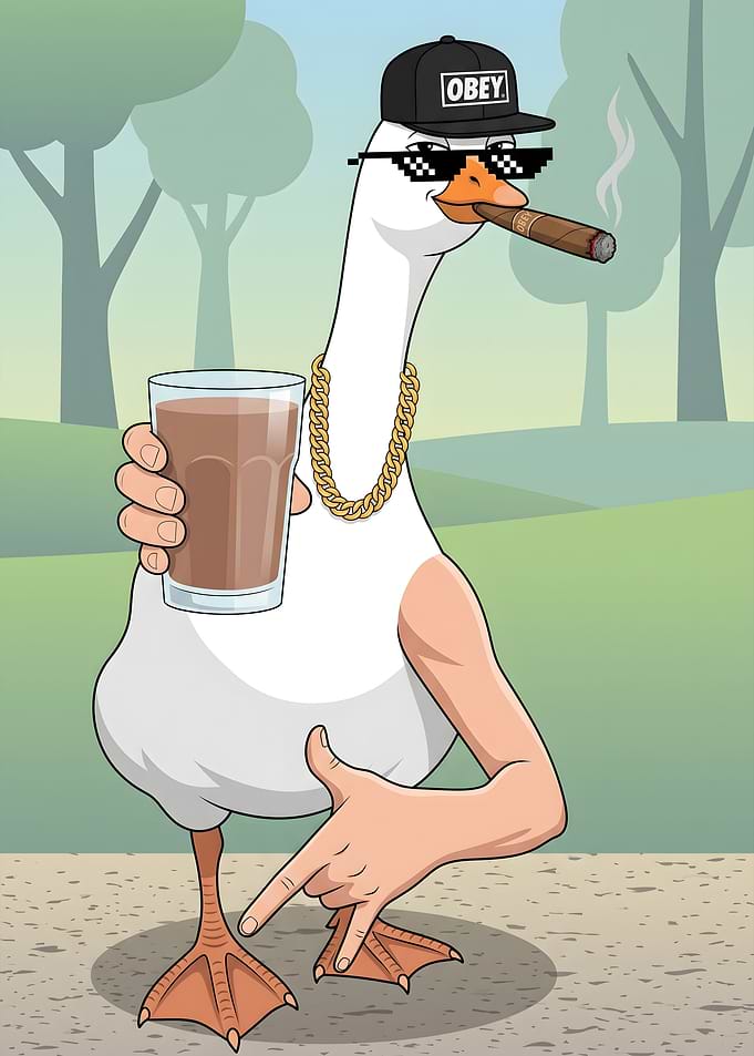Cool Goose with Beer And Cigar