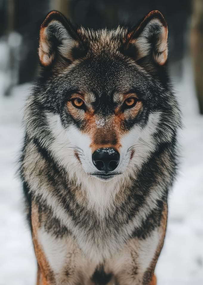 Close-up Portrait of a Gray Wolf