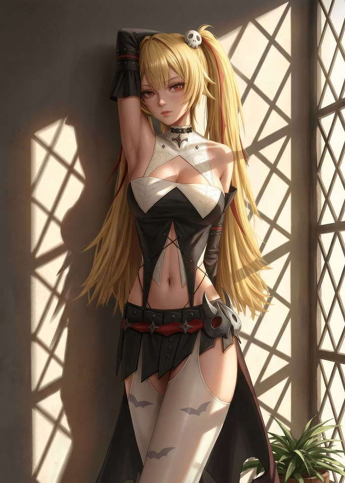 Anime Girl with Blonde Ponytails