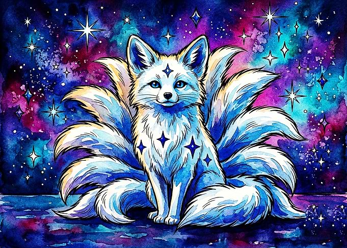 Celestial Nine-Tailed Fox Illustration