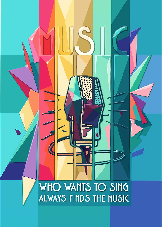 Colorful Geometric Music Microphone Poster