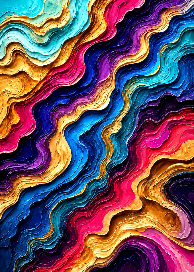 Vibrant Abstract Impasto Wave Painting