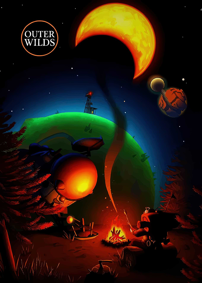 Outer Wilds Campfire Space Poster