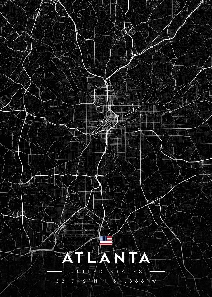 Atlanta City Street Map Poster