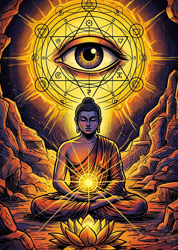 Meditating Buddha with Sacred Geometry