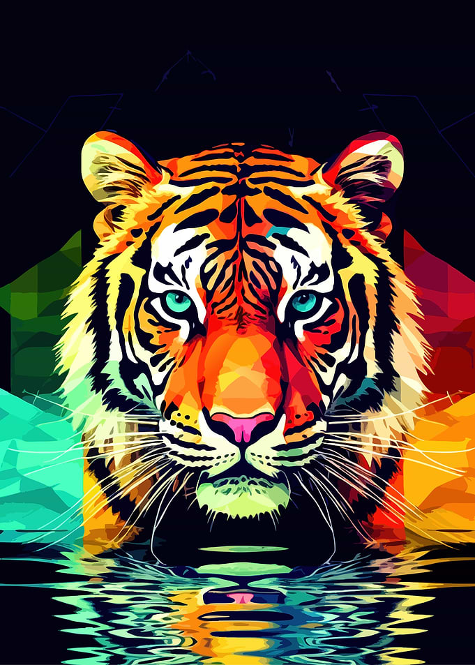 Colorful Pop Art Tiger Portrait