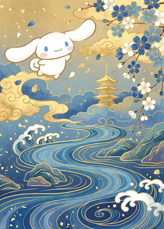 Cinnamoroll in Traditional Japanese Landscape