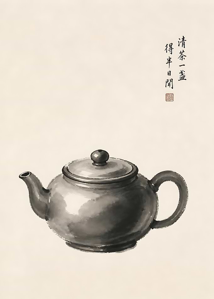 Traditional Chinese Ink Wash Teapot