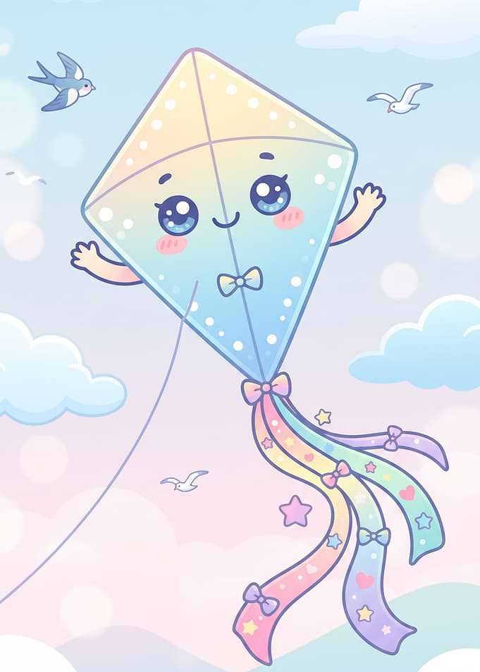 Cute Kawaii Kite in Sky