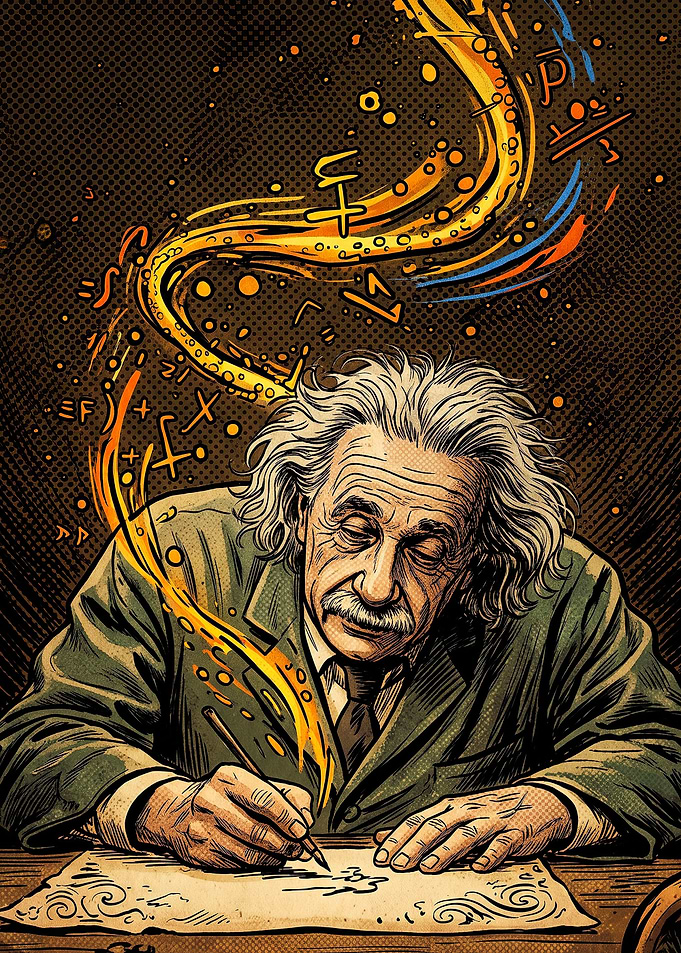 Albert Einstein Writing Scientific Formulas