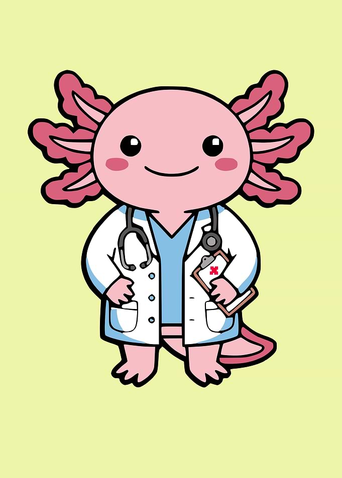 Cute Axolotl Doctor Cartoon