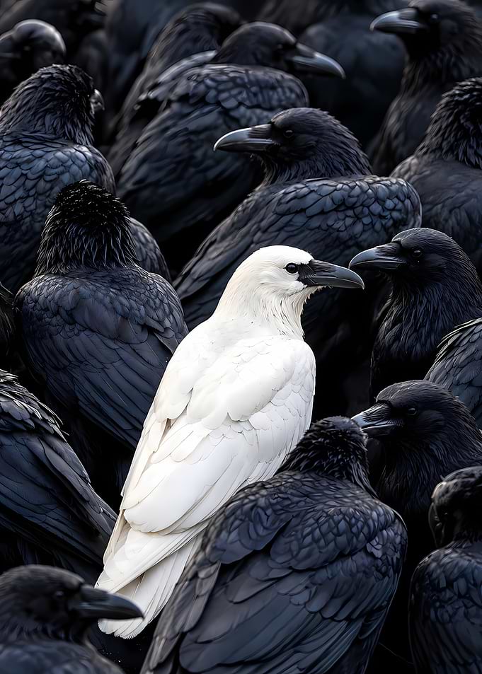White Raven Among Black Crows