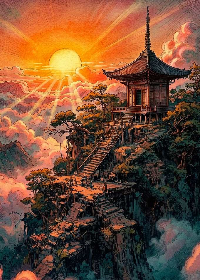 Pagoda Temple Above the Clouds