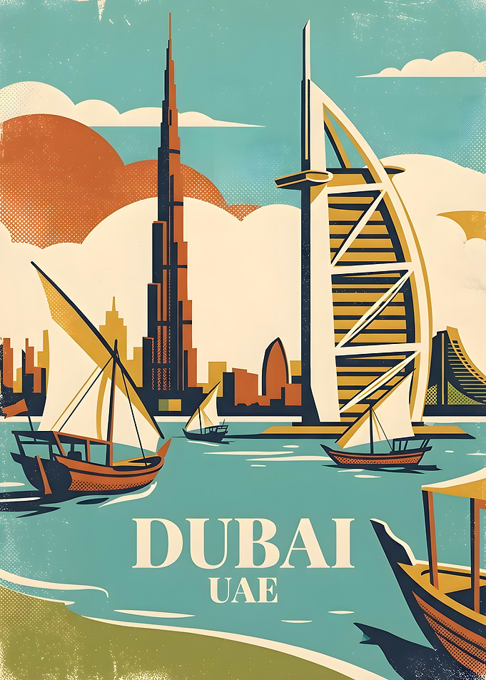 Vintage Dubai Travel Poster
