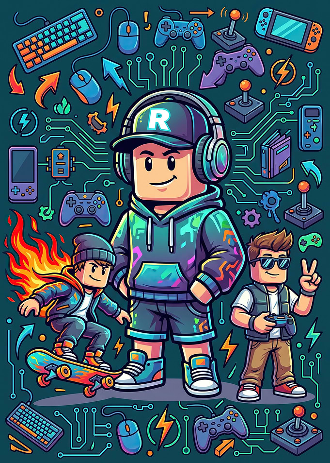 Gaming Culture Doodle Art Illustration