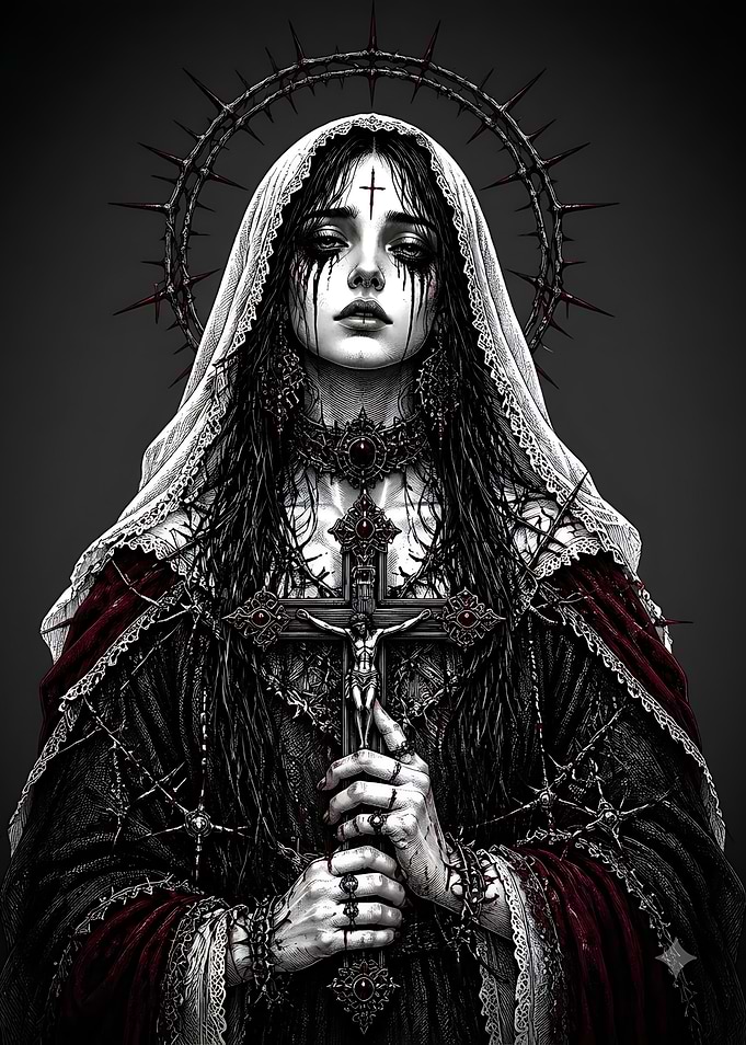 Gothic Religious Figure with Crown