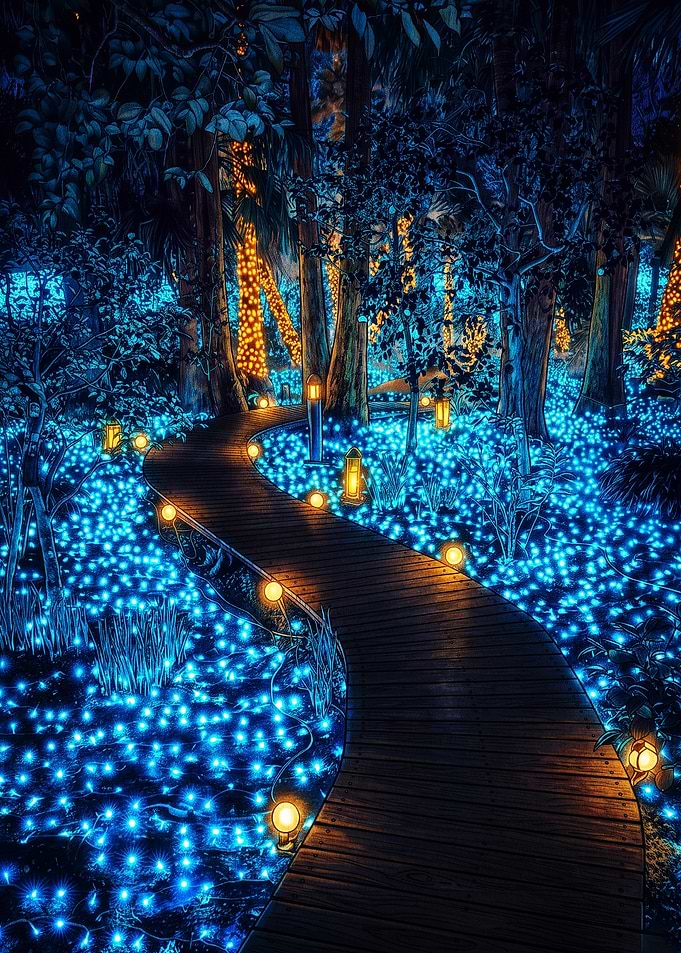 Enchanted Glowing Forest Path
