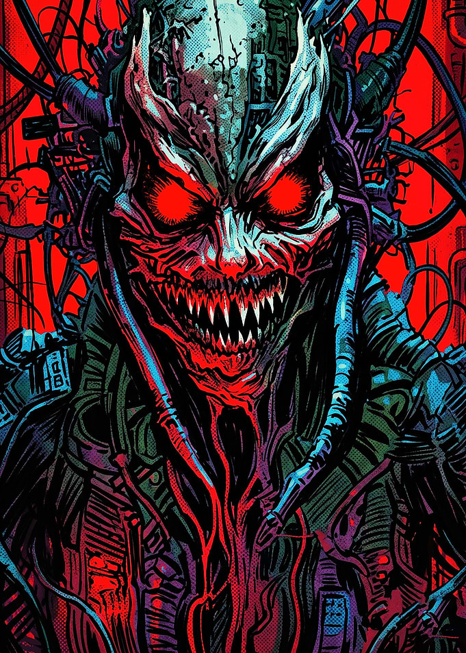 Cybernetic Venom Horror Portrait