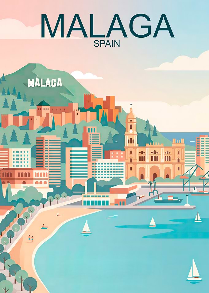 Malaga Spain Travel Poster