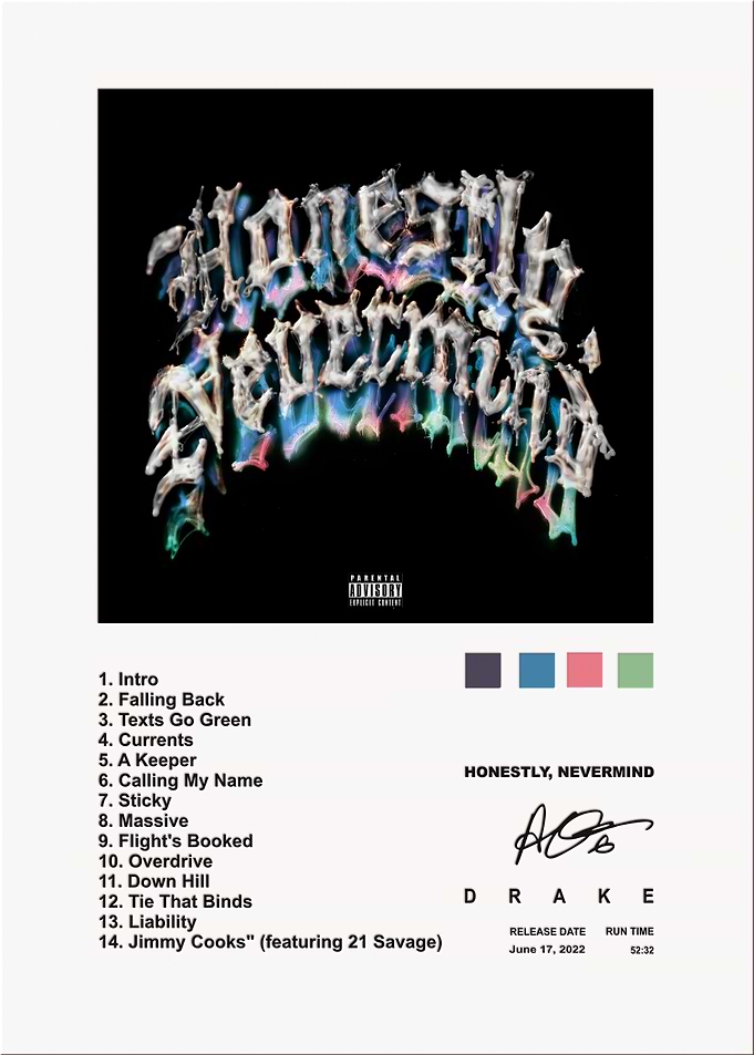 Drake Honestly Nevermind Album Poster