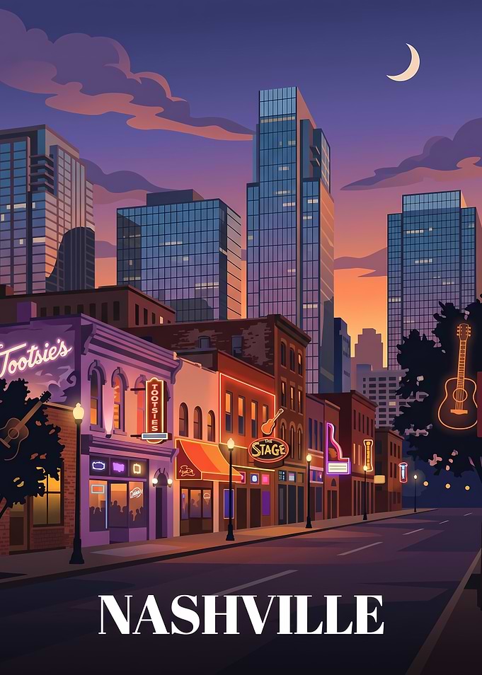 Nashville Broadway Nightlife Poster