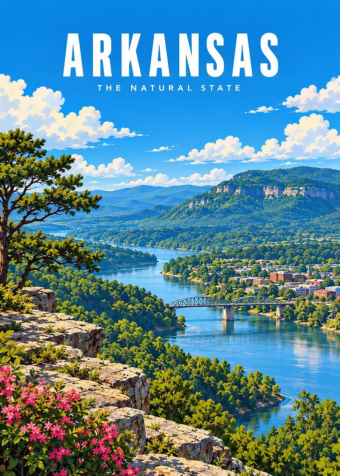 Arkansas The Natural State Travel Poster