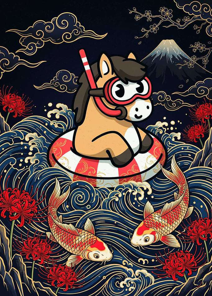 Cute Horse Snorkeling in Japanese Waters
