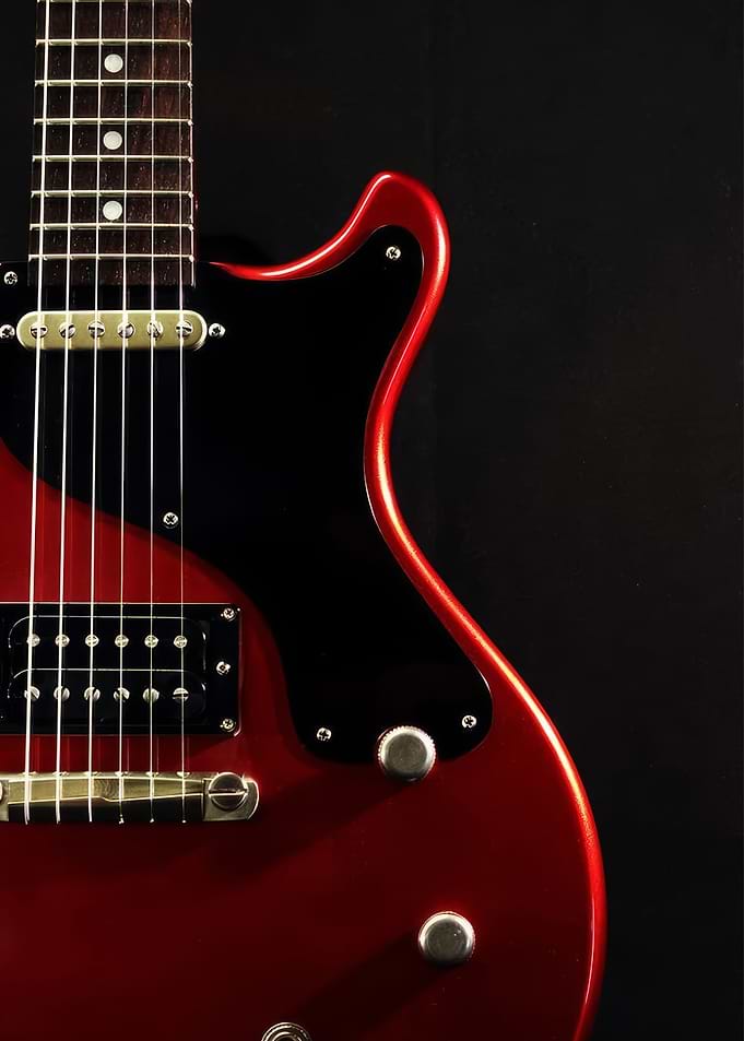 Close-up of Red Electric Guitar