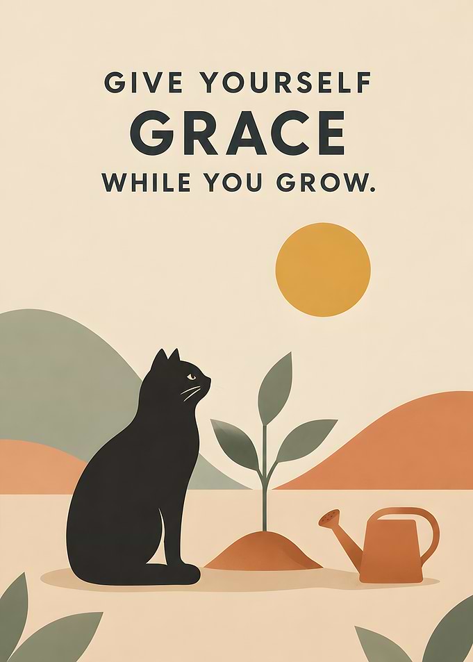 Give Yourself Grace Inspirational Cat Poster