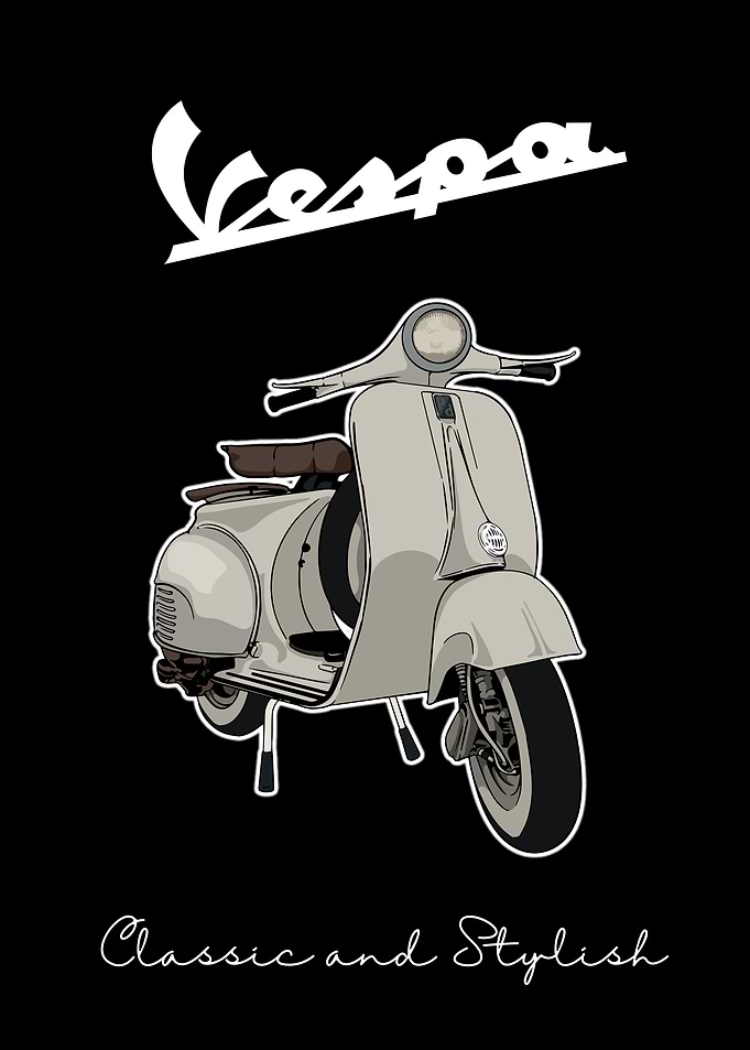 Classic Vespa Scooter Poster