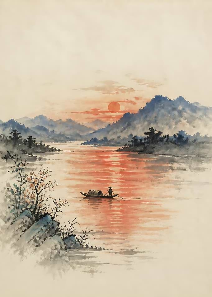Traditional Chinese Ink Wash Landscape Painting